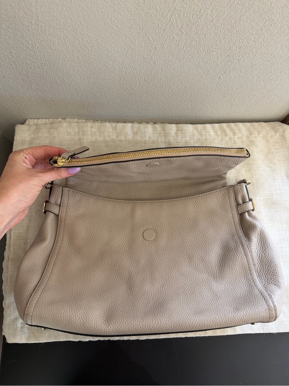 kate spade NY Cobble Hill Minka Taupe Pebbled Leather Shoulder Bag - Picture 10 of 13